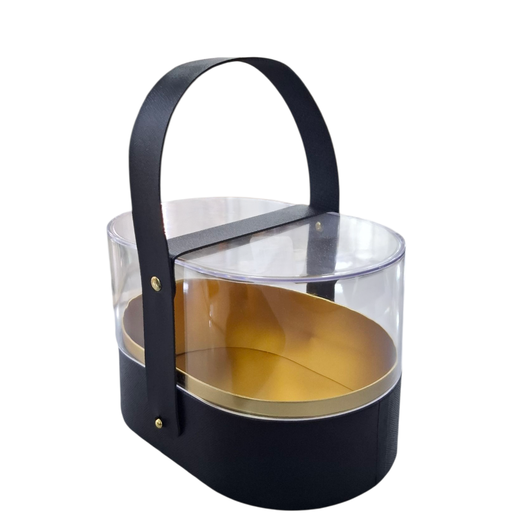 Caja Ovalada Tipo Bolso Con Tope Acrilico
