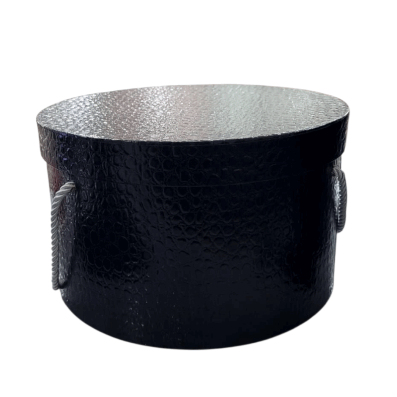 Caja Circular Negra Corrugada
