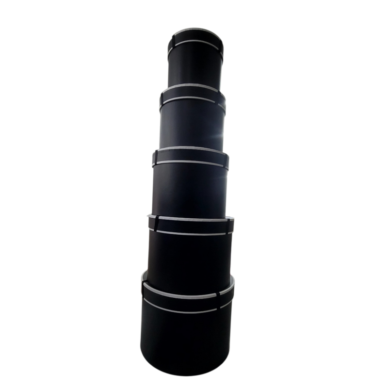 Caja Redonda Negra Con Borde Blanco y Lazo Color Negro