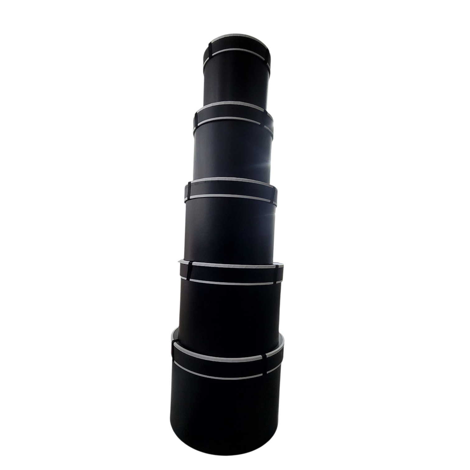 Caja Redonda Negra Con Borde Blanco y Lazo Color Negro