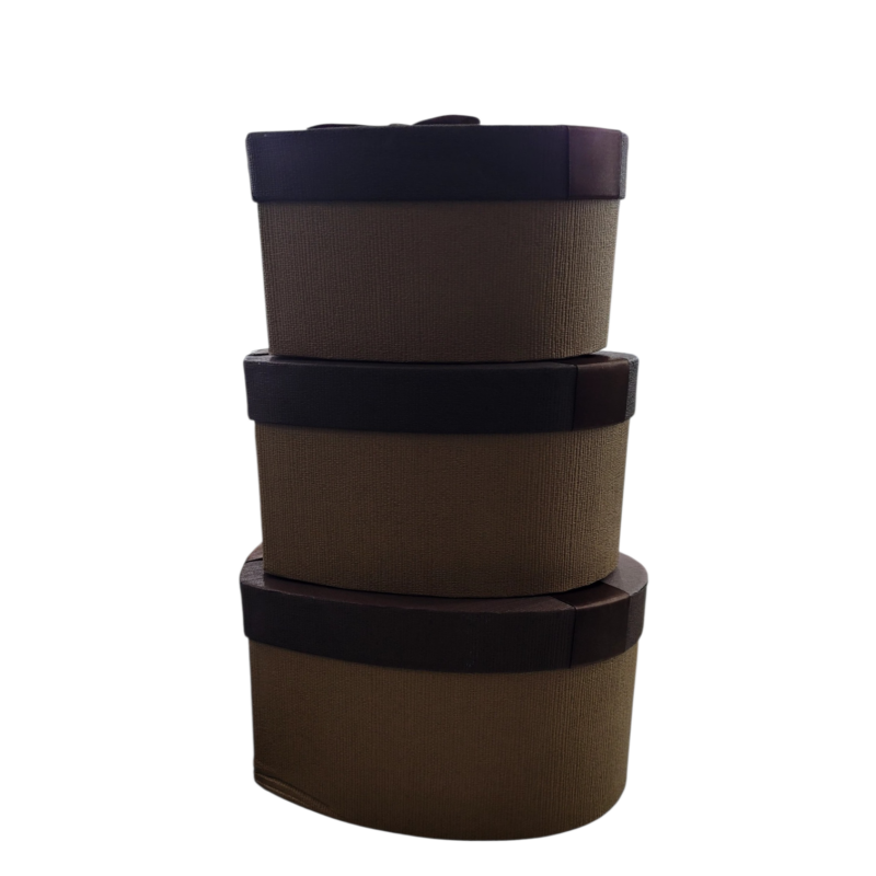 Caja Forma Corazón Marrón Chocolate Con Tapa y Lazo Marrón (copia)