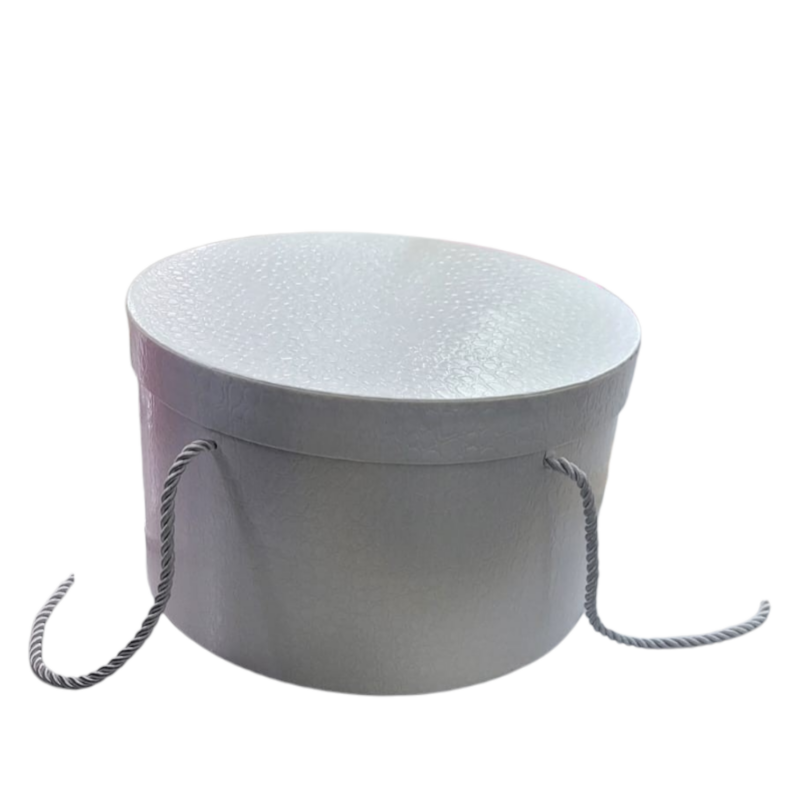 Caja Circular Negra Corrugada - Size S, Blanca