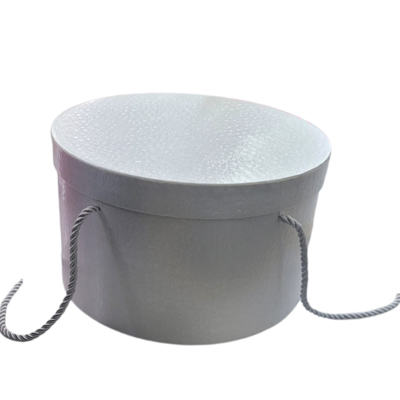 Caja Circular Negra Corrugada - Size M, Blanca