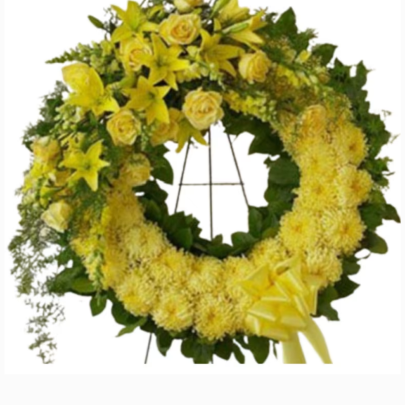 Corona Circular con Pompones, Lirios y Rosas 5620