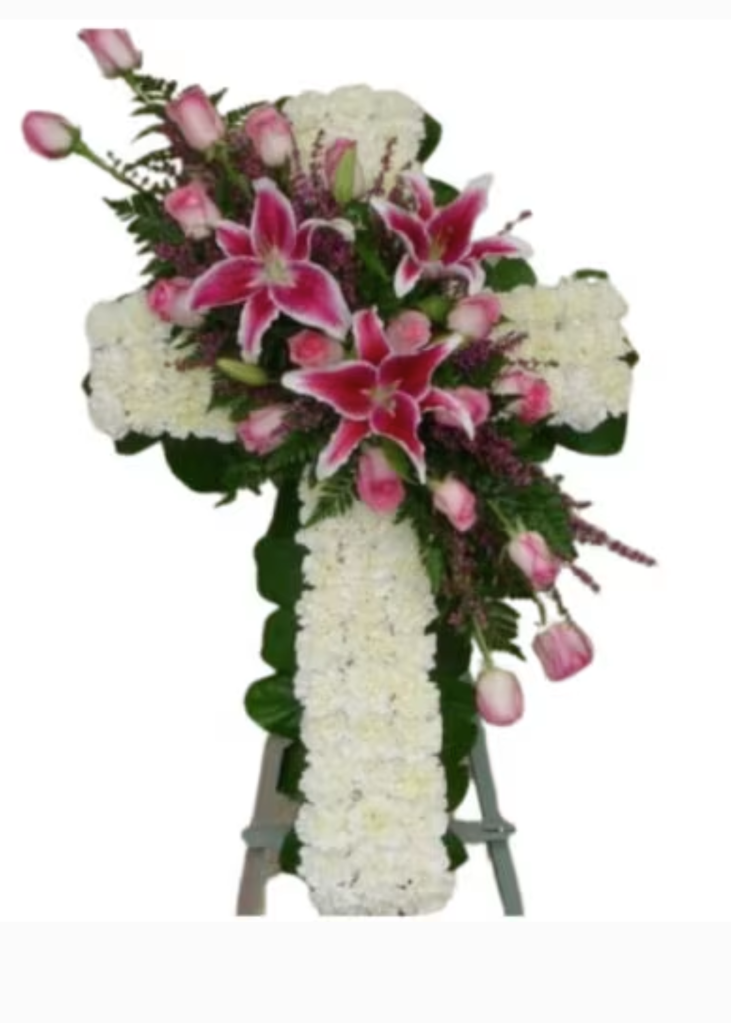 Corona Cruz con Claveles y Lirios 5609