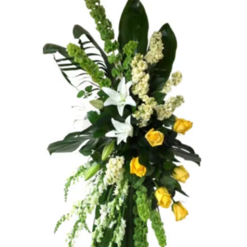Ramo Fúnebre de Lirios, Rosas y Boquitas de Dragón 5616
