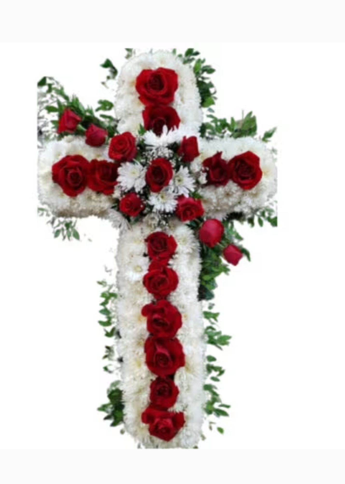 Corona Cruz Pompones y Rosas Rojas 5607