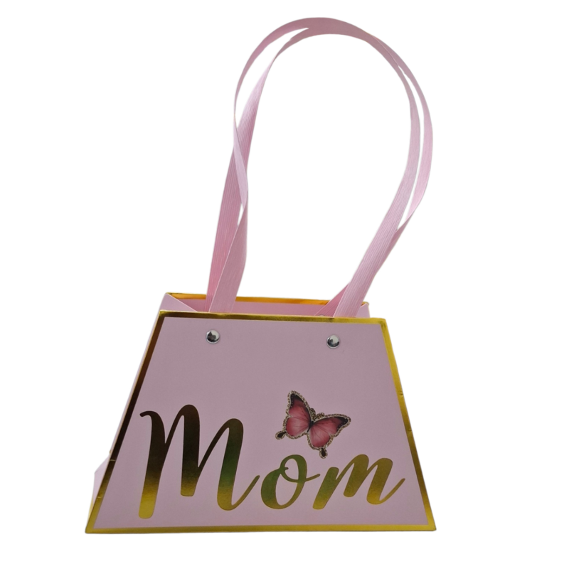 Caja Forma Bolsa de Regalo Color Rosado Mom
