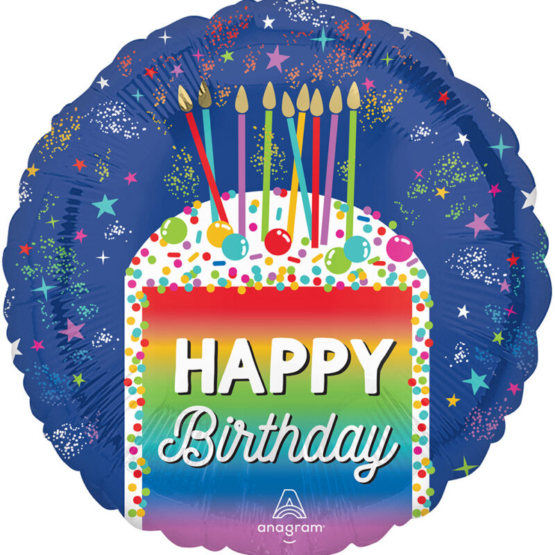 Globo Happy Birthday Azul Slice of Cake Orbz 15 pulgadas