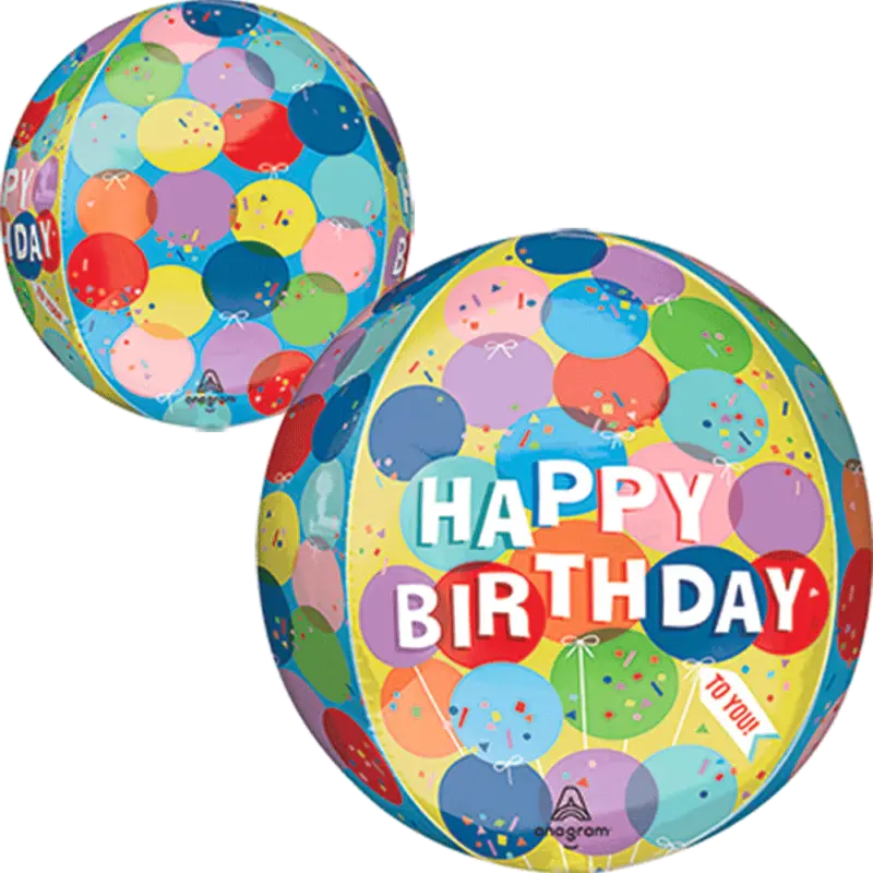 Globo Orbz Redondo Happy Birthday 16 Pulgadas