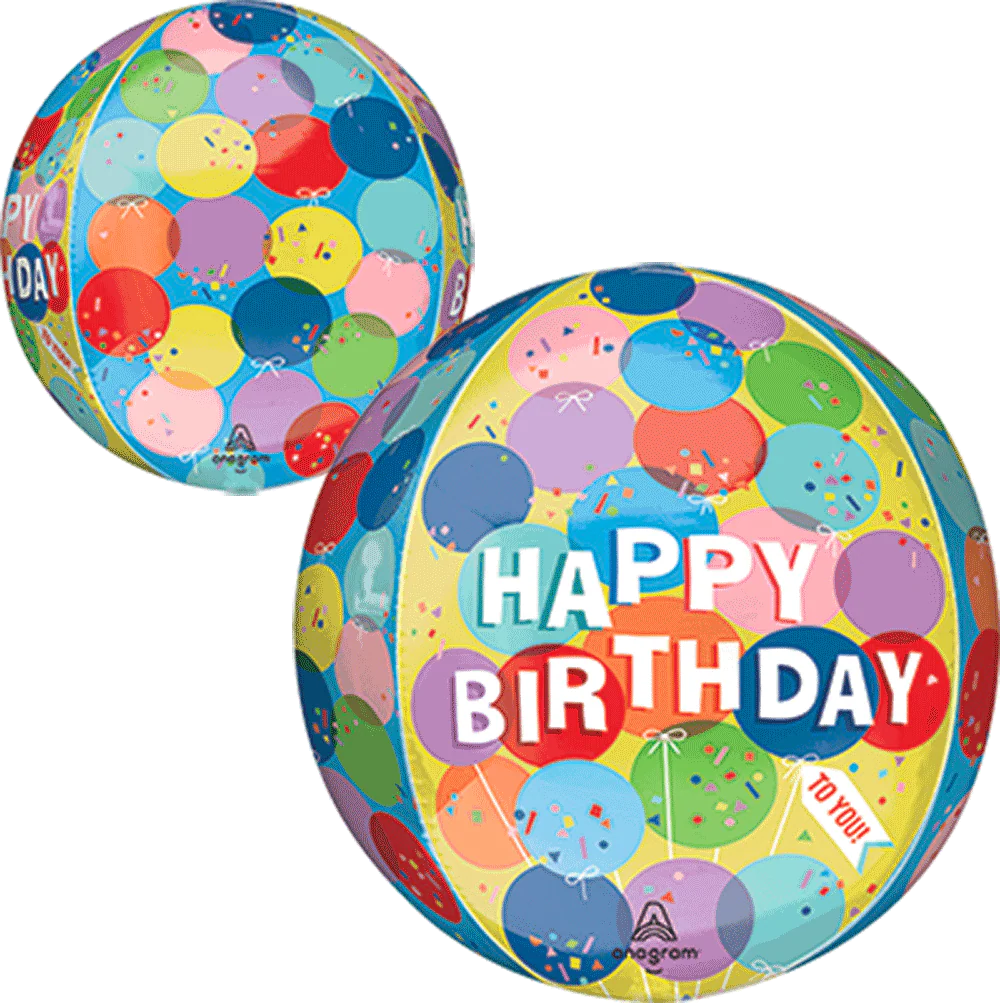 Globo Orbz Redondo Happy Birthday 16 Pulgadas