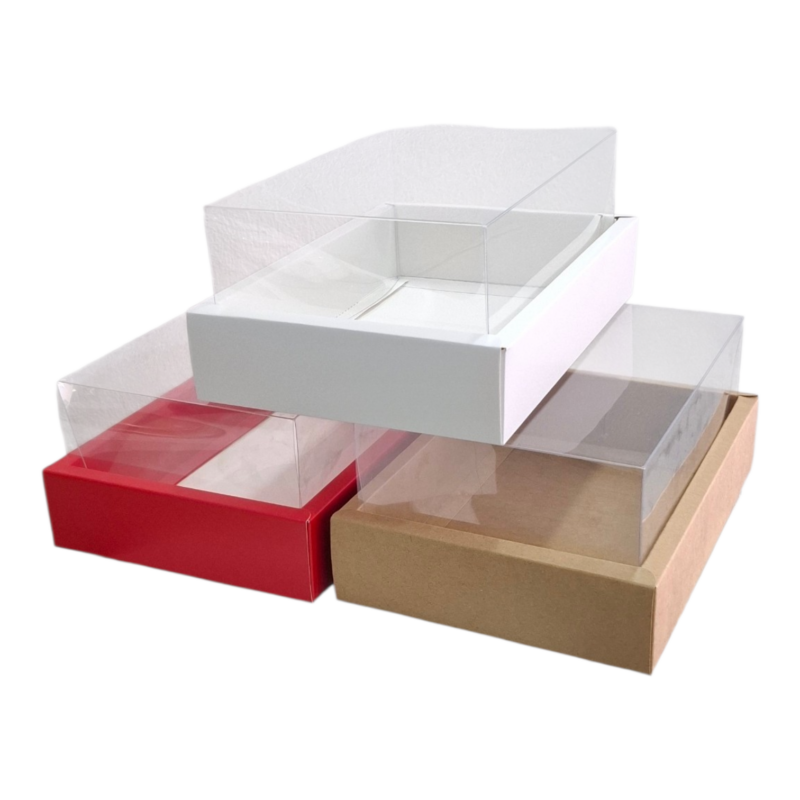 Caja Rectangular En Carton Con Tapa Clear