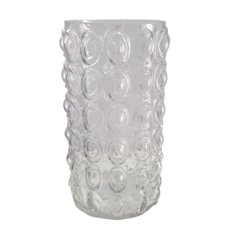Florero Cristal Clear Forma Cilindro Con Obras Burbujas